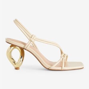 Strappy Gold Circle Mid Heeled Sandals